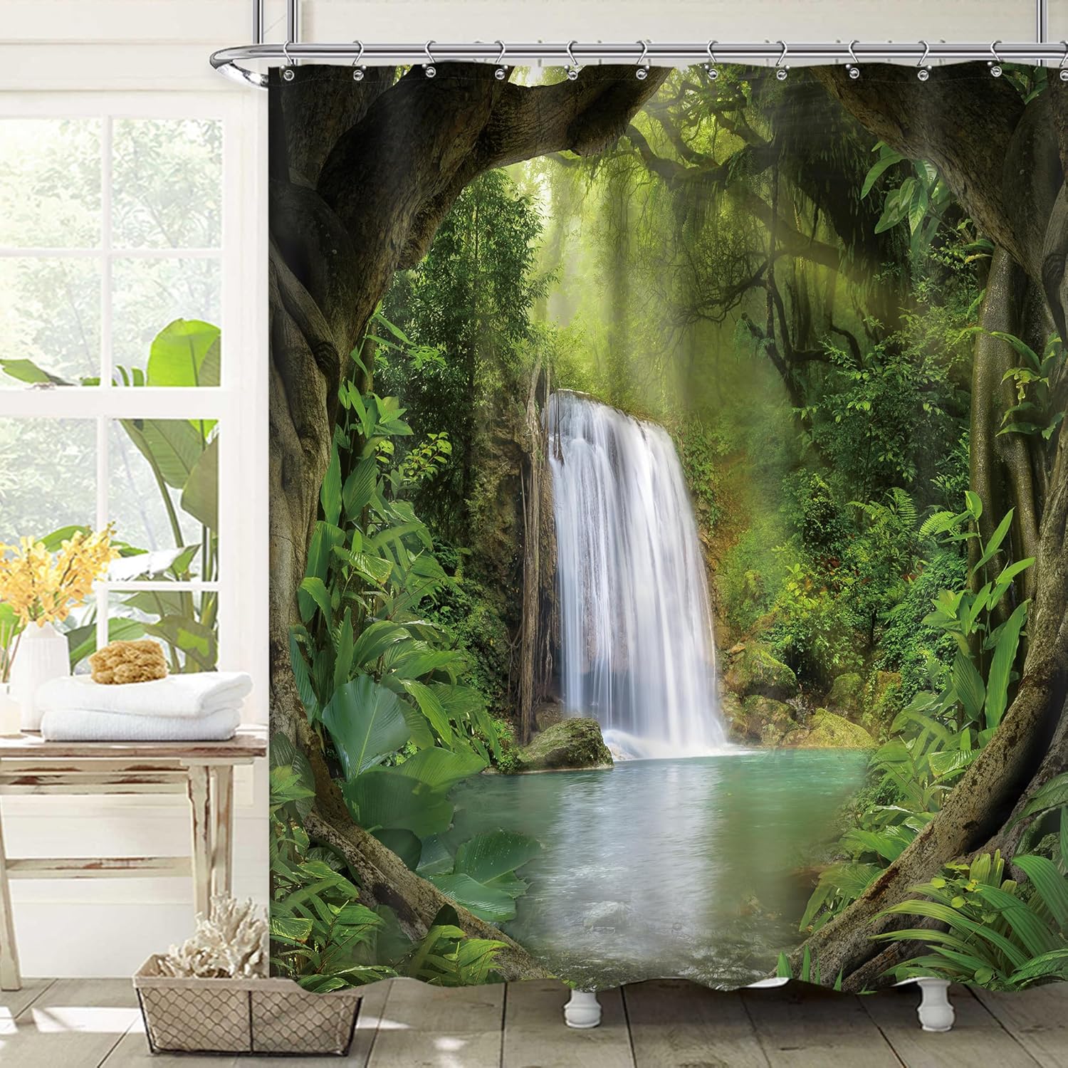 Newsely Rainforest Shower Curtain 60Wx72H Inch Nature