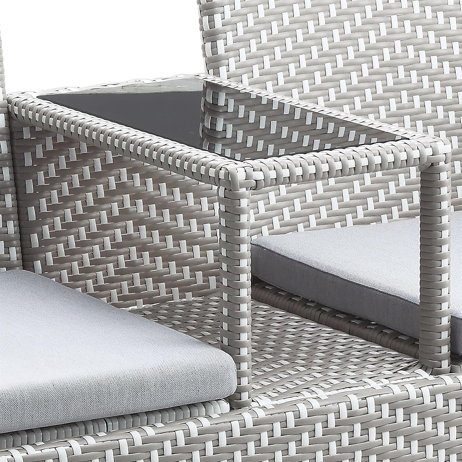 Furniture of America Azur Gray Metal Wicker Patio Conversation Loveseat