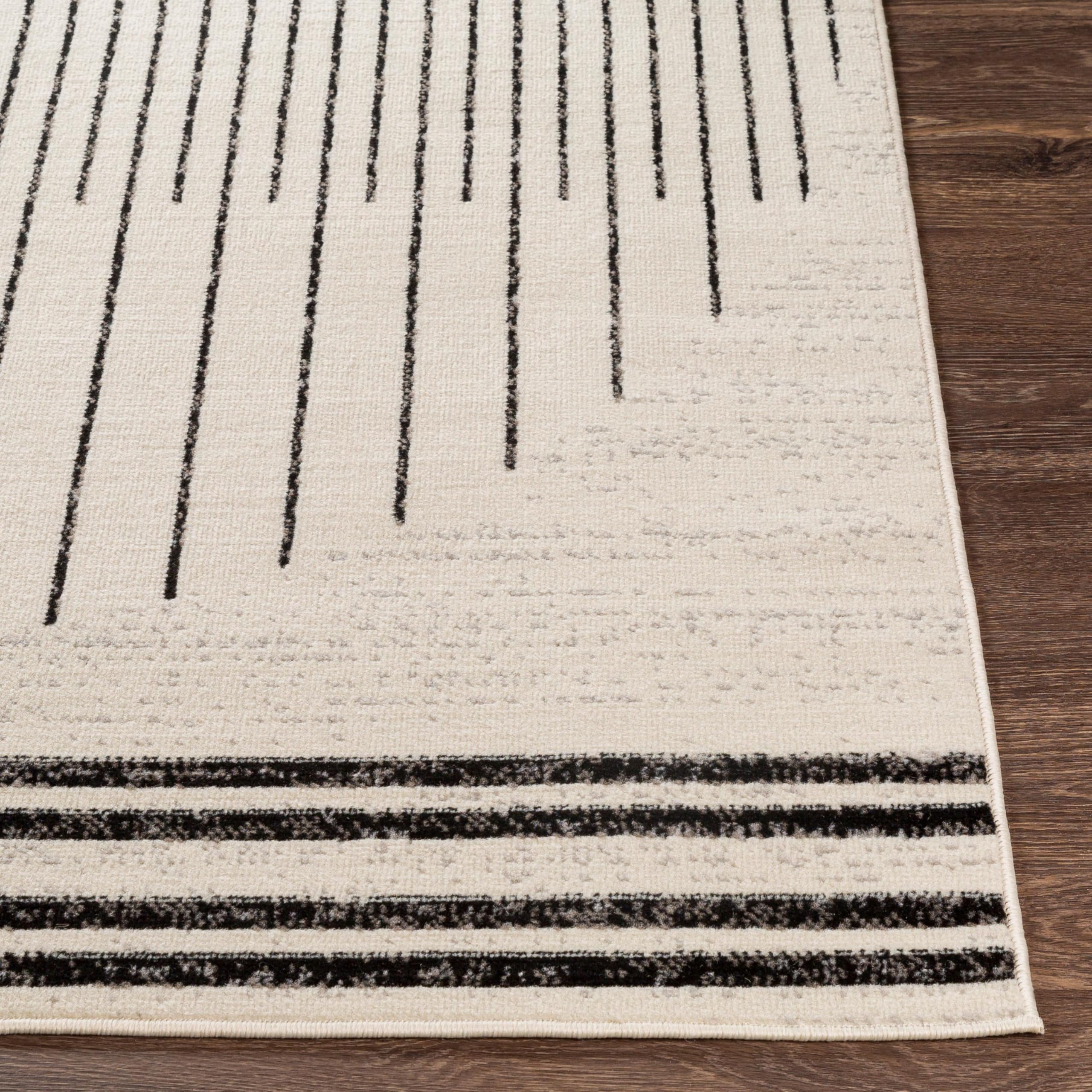 Livabliss ENSO Geometrico Rectangle Tappeto | Nero, Bianco sporco, Grigio medio | 130x170cm | Soggiorno e Camera da Letto | Tessuto a Macchina Polipropilene