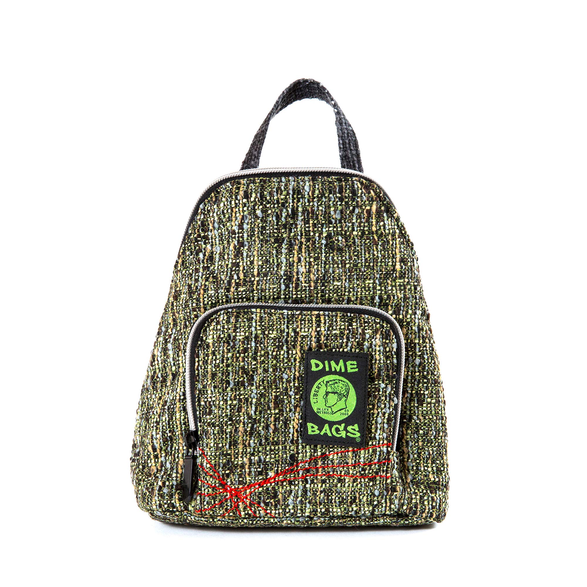 Small Everyday Backpack, Padded Straps, Secret Pocket, Heavy-Duty Zippers, Removable Airtight Bag, Hemp Fabric, Ideal for Festivals and Travel, Club Kid (Timber)