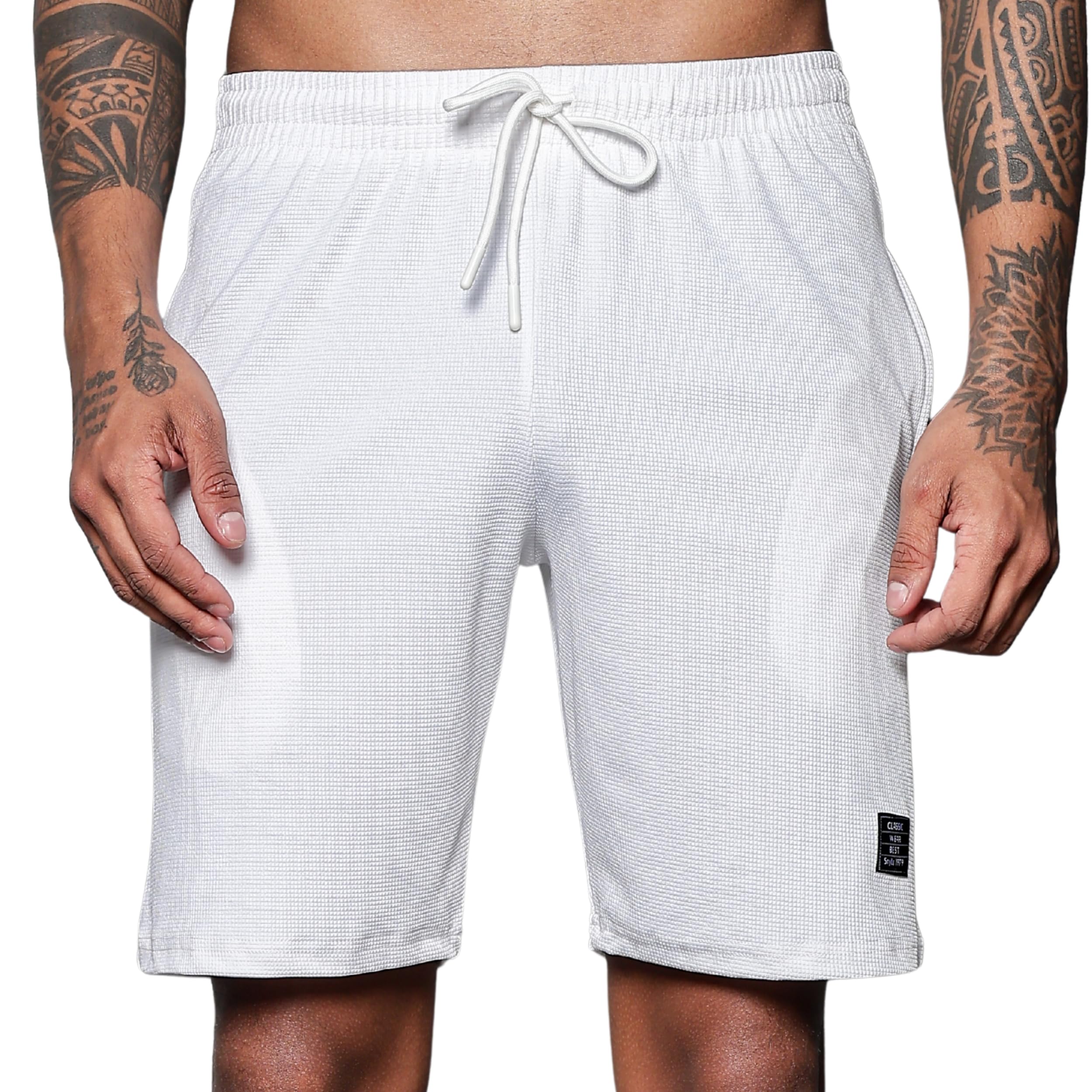 FABRIPPLE Men's Casual Slim Fit Shorts | Stylish Above Knee Shorts with Elastic Waist | Summer Wear for Gym, Lounge, Travel & Outdoor-image-27
