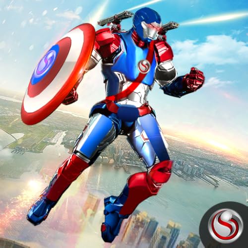 super herói lutador capitão voador robô soldado