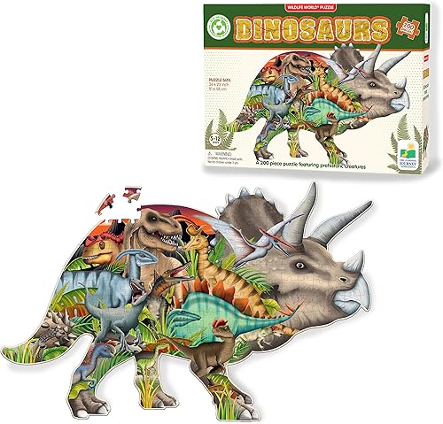 The Learning Journey Wildlife World - Rompecabezas de dinosaurios - Rompecabezas desafiante de 200 piezas - Juego intelectual de aprendizaje