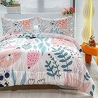 Vista 5 de CVHOUSE - Juego de ropa de cama con estampado de gato, edredón de tamaño individual con dibujos de gatos, juego de edredón con estampado de animales