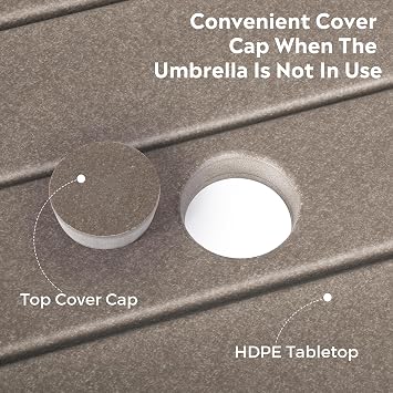 Costaelm Outdoor Bar Table, 42 Counter Height Square Patio Cocktail Bar Table with Umbrella Hole, Patio Bistro Dining Pub Table for Front Porch Deck Backyard Garden, Weathered Wood