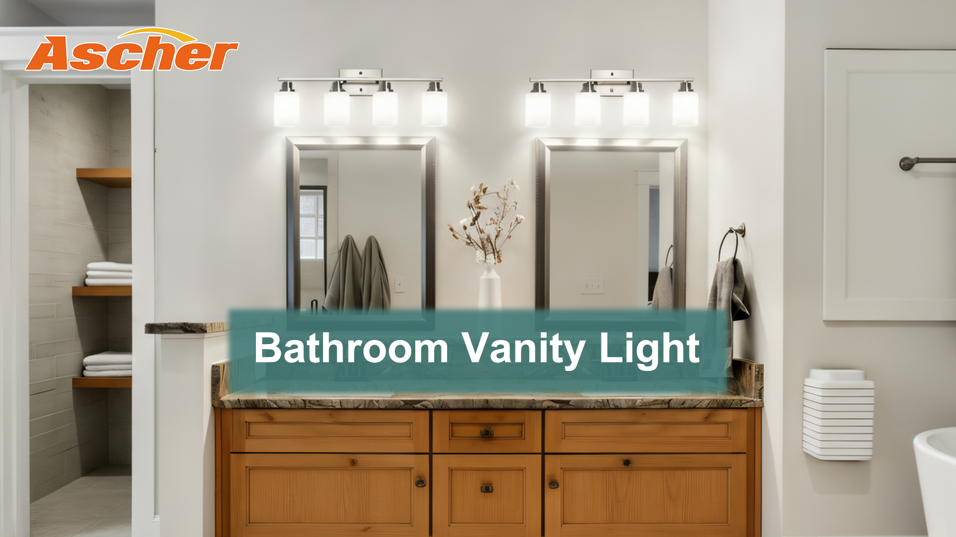 Image of Ascher Bathroom Light Fixtures, 4-Light Vanity Light Over Mirror, Brushed Nickel Wall Sconces with Milky White Frosted Glass Shades, Wall Lamp for Living Room Bedroom, E26 Base(Bulbs Not Included)