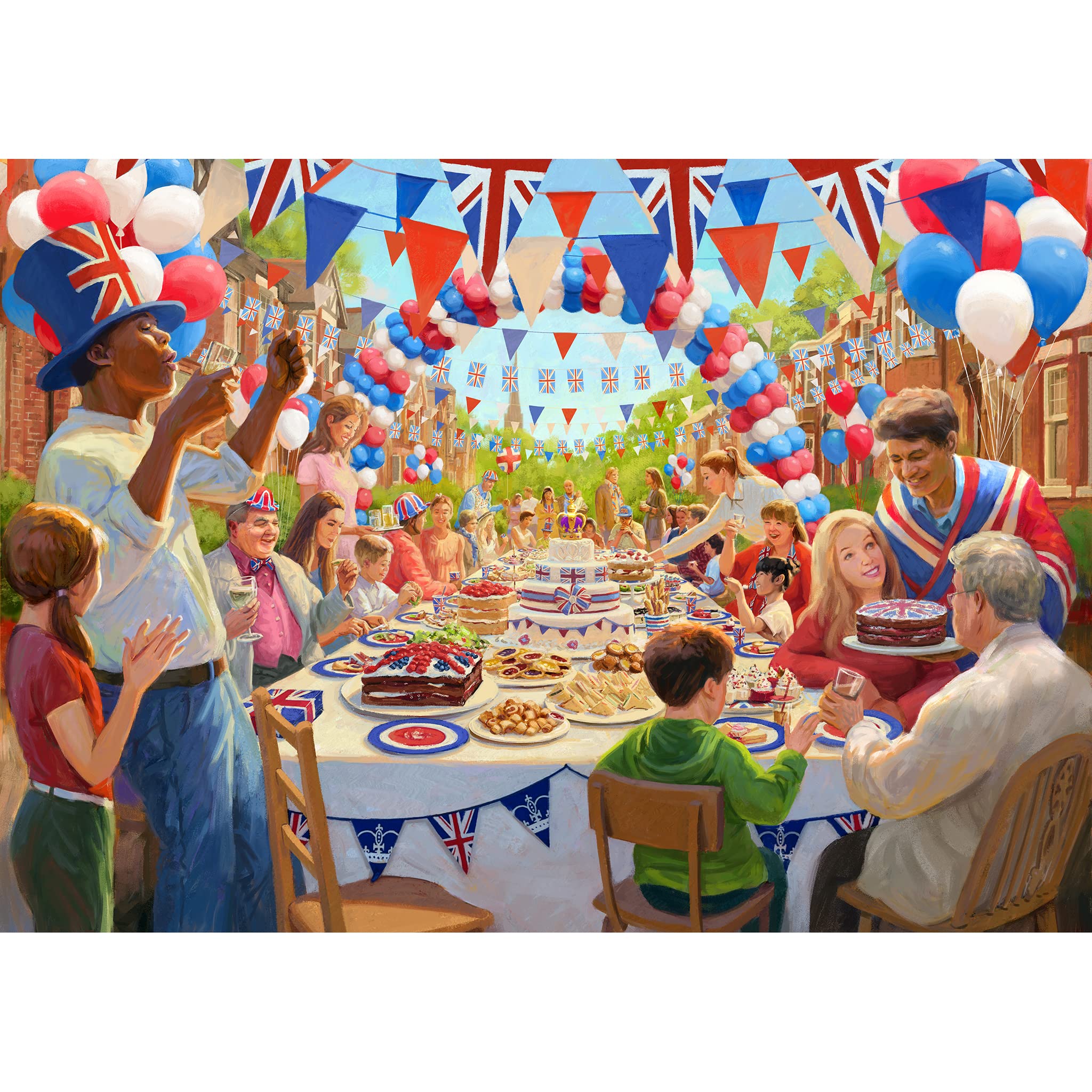 Gibsons- Royal Celebrations Platinum 4 x 500 pièces jubilé de la Reine | Puzzle Durable pour Adultes | Planche 100% recyclée Games, GIBG5061, Coloris Assortis