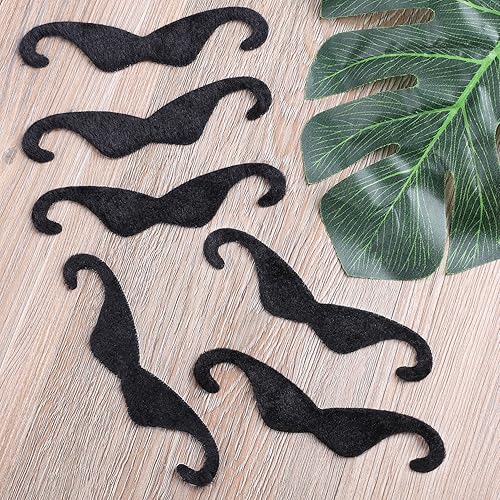 Miniatura 4 de Whaline Bigotes falsos autoadhesivos grandes de 5 pulgadas, bigote negro novedoso para fiesta de disfraces (6 piezas)
