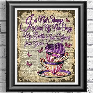 Alice's adventures Poster Print, Home decor, Dictionary book page art, Unique gift, Nursery Decor, Wedding Decor, OOAK, Cheshire Cat Reality