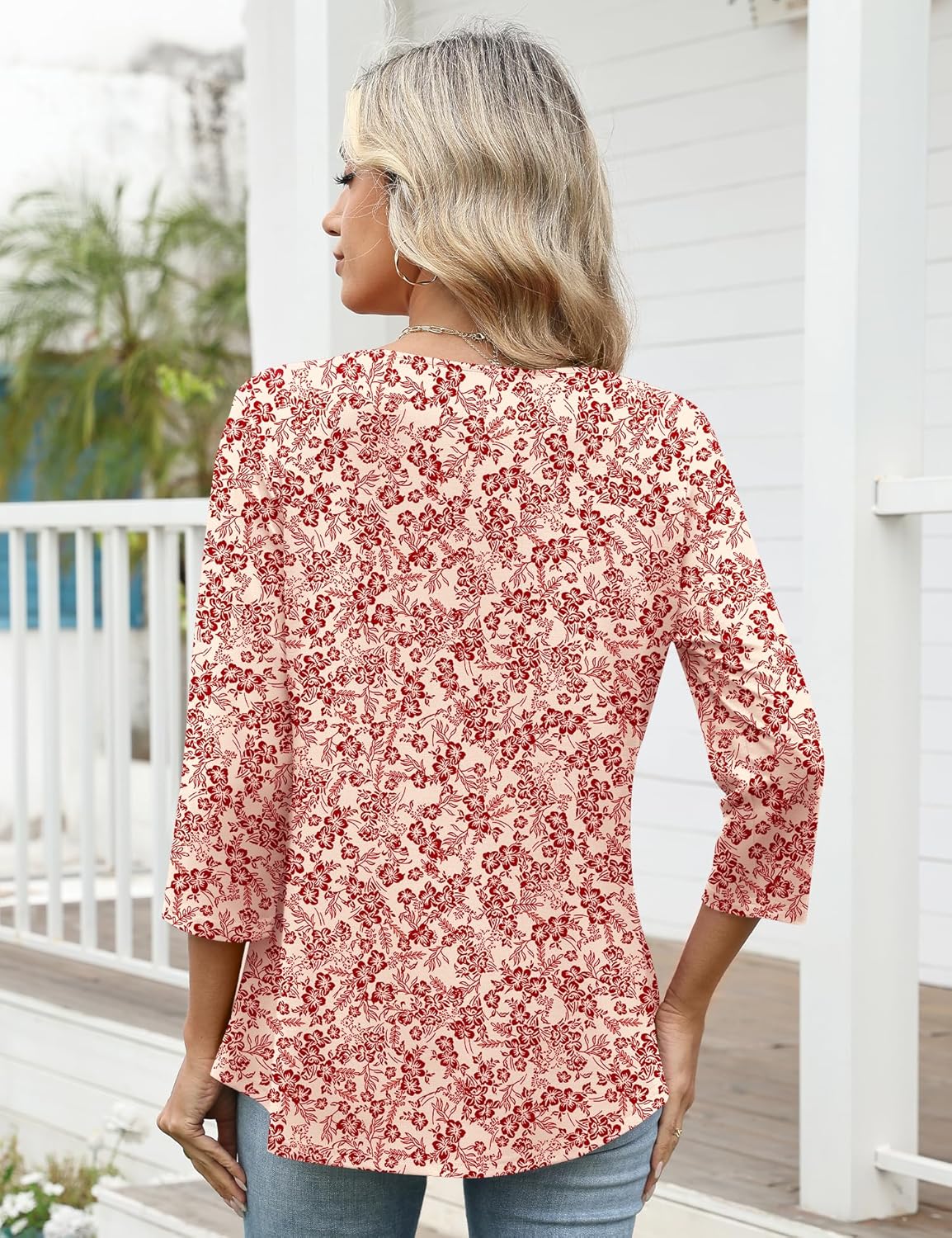 AKEWEI 3/4 Sleeve Babydoll Tops for Women Peplum Shirts Ladies Tunics and Blouses Dressy Casual Spring Fashion Clothing - Image 6