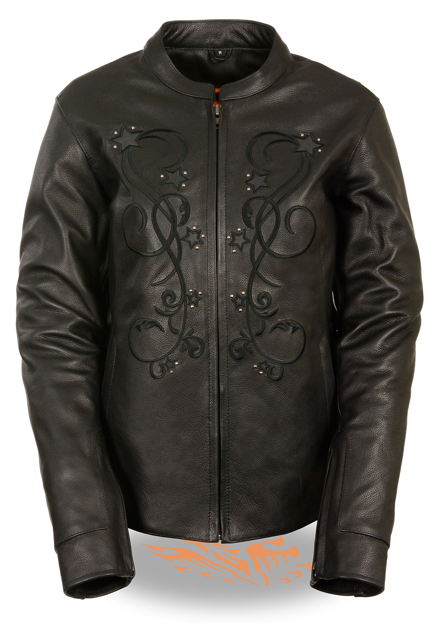 Milwaukee Leather ML2500 Women's Reflective Star Riveted Black Leather Jacket - 3X-Large