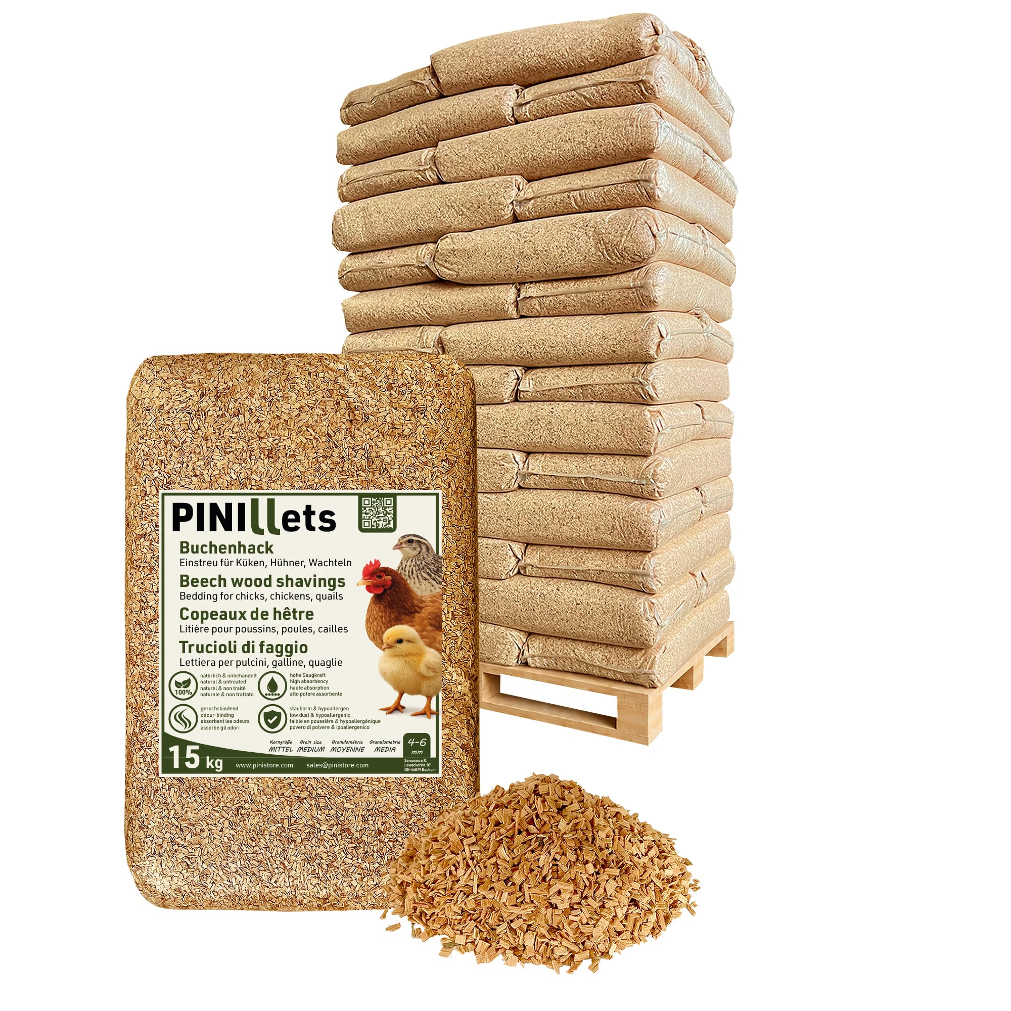 PINI Buchenhack 630 kg staubfreie hygienische Einstreu mittel
