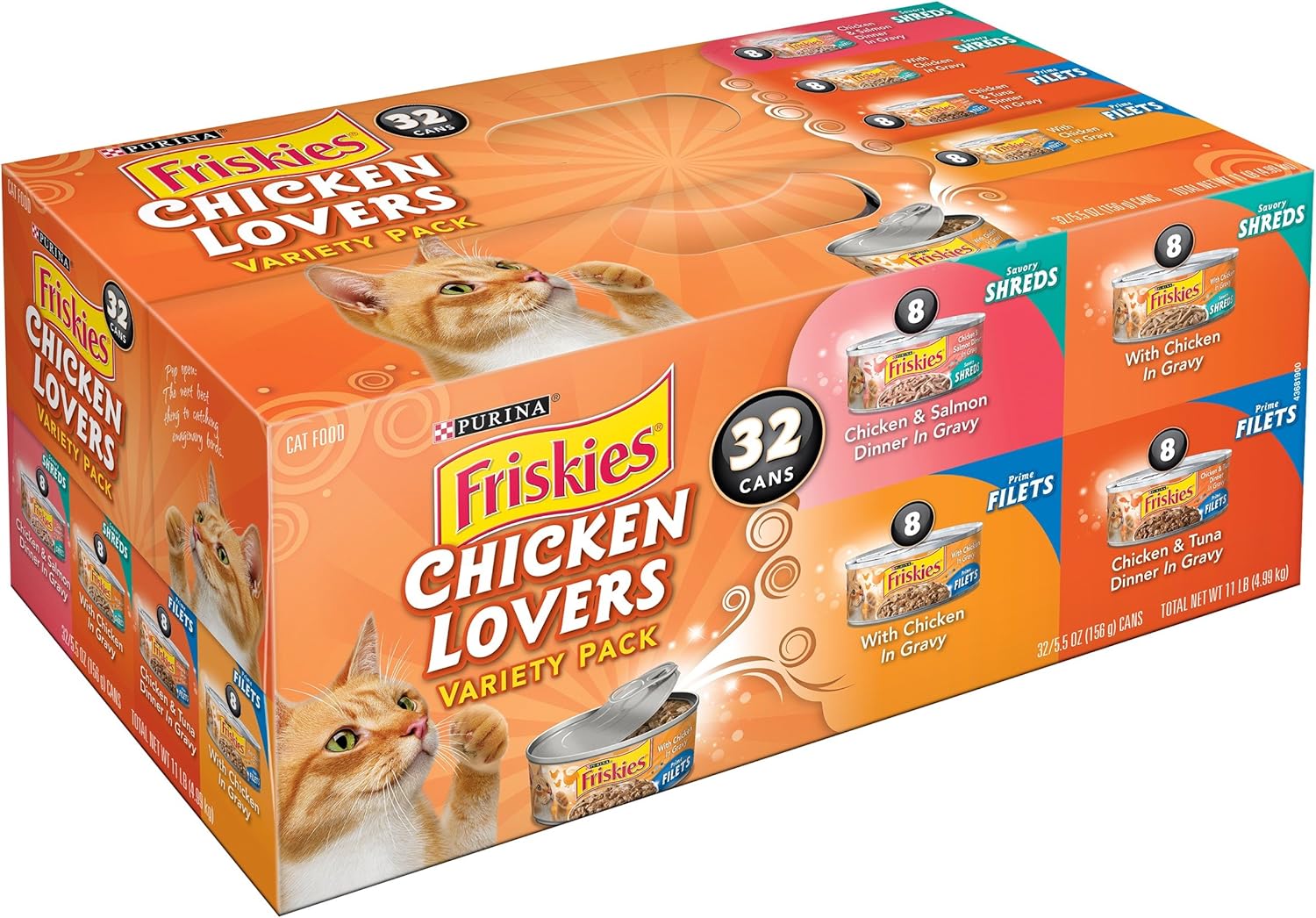 Friskies Chicken Lovers Wet Cat Food Variety Pack 32 Count