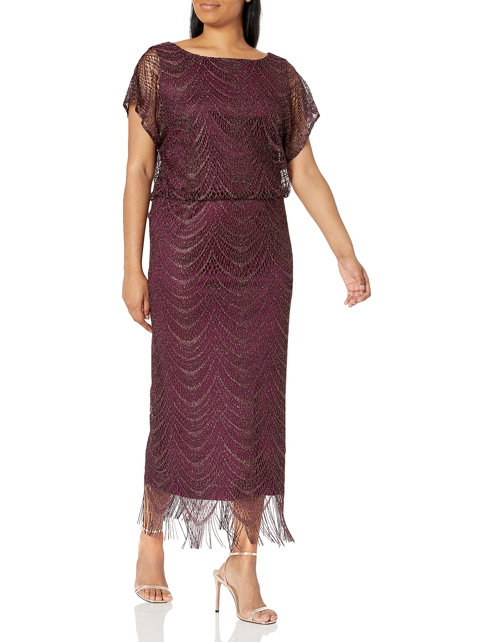 S.L. Fashionswomens Metallic Crochet Dress - Discontinued Special Occasion Dress