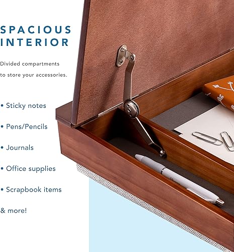 Miniatura 5 de LAPGEAR Escritorio de regazo Schoolhouse con compartimentos de almacenamiento - Madera de acacia - Java - Estilo No. 45072