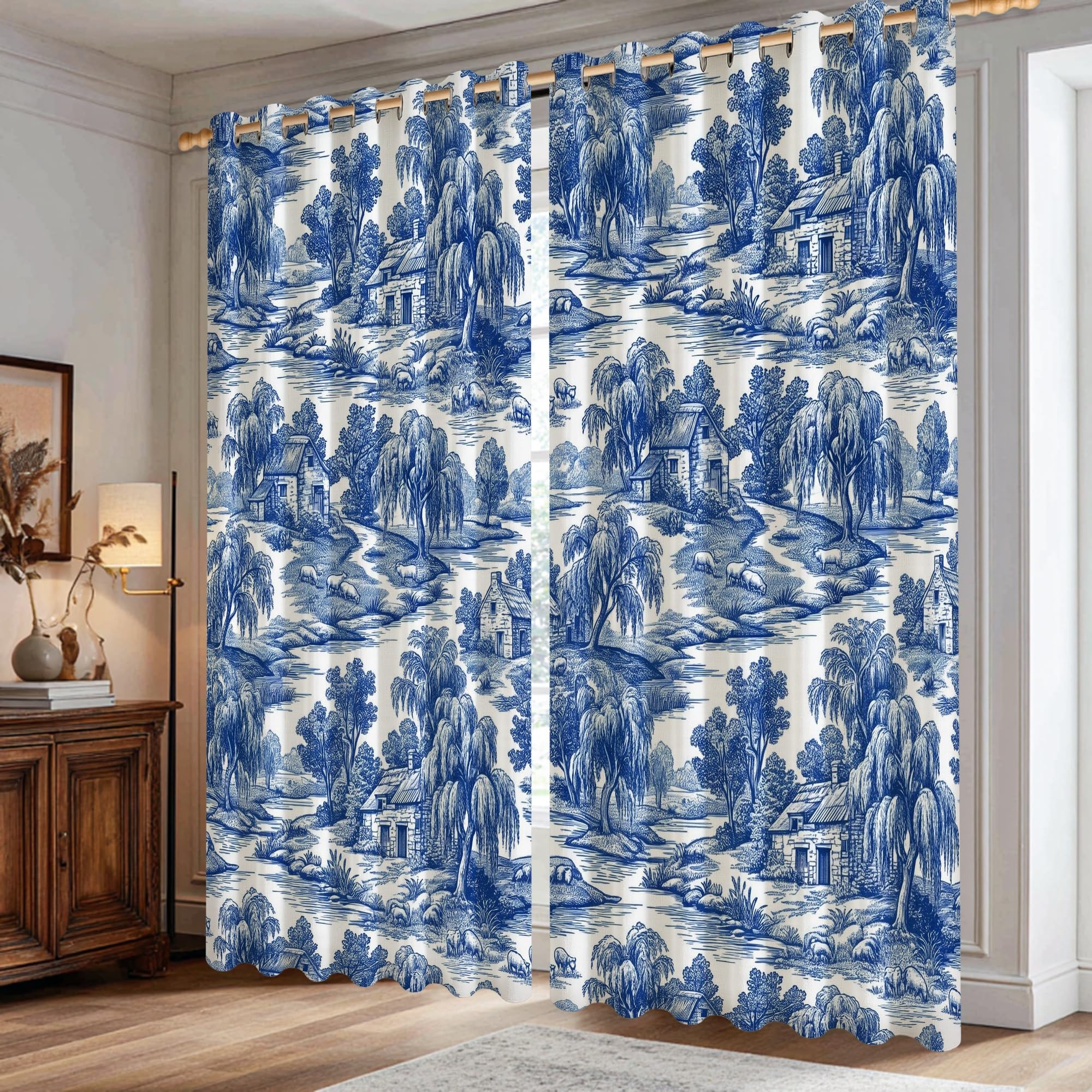 Rideaux occultants bleu 106 x 183 cm lavables pour salon maison bureau
