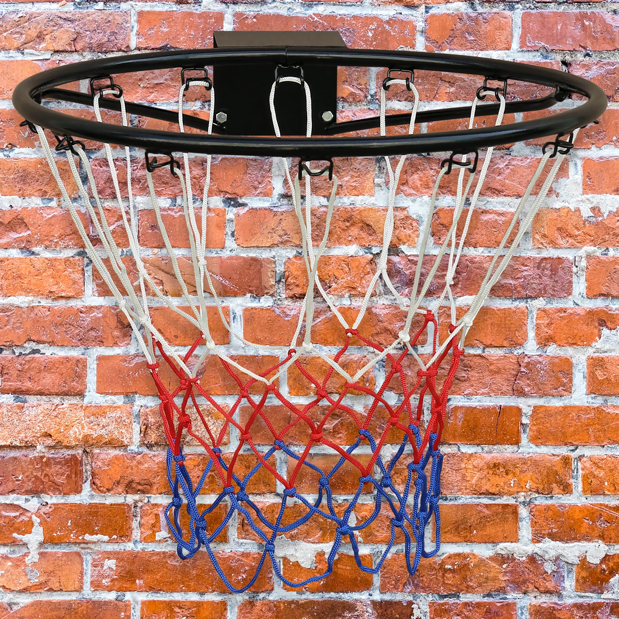 Aro de Baloncesto de Hierro con Red, para Pared, Negro, 45 cm