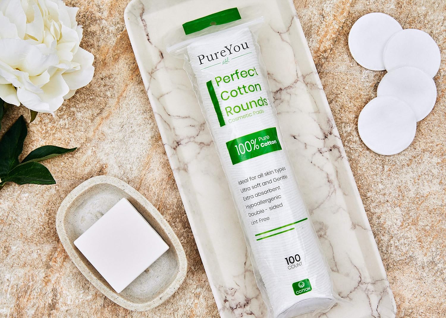 Round Cotton Pads for Face - Super Soft, Absorbent Facial Cotton Rounds with Closed Edges So Lint Fibers Do Not Rub Off - Hypoallergenic Pure Natural Face Pads Cleansing Cotton - 300 Count : Beauty & Personal Care