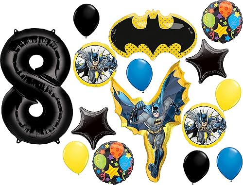 Suministros de fiesta de murciélago en acción para decoración de ramo de globos de cumpleaños número 8