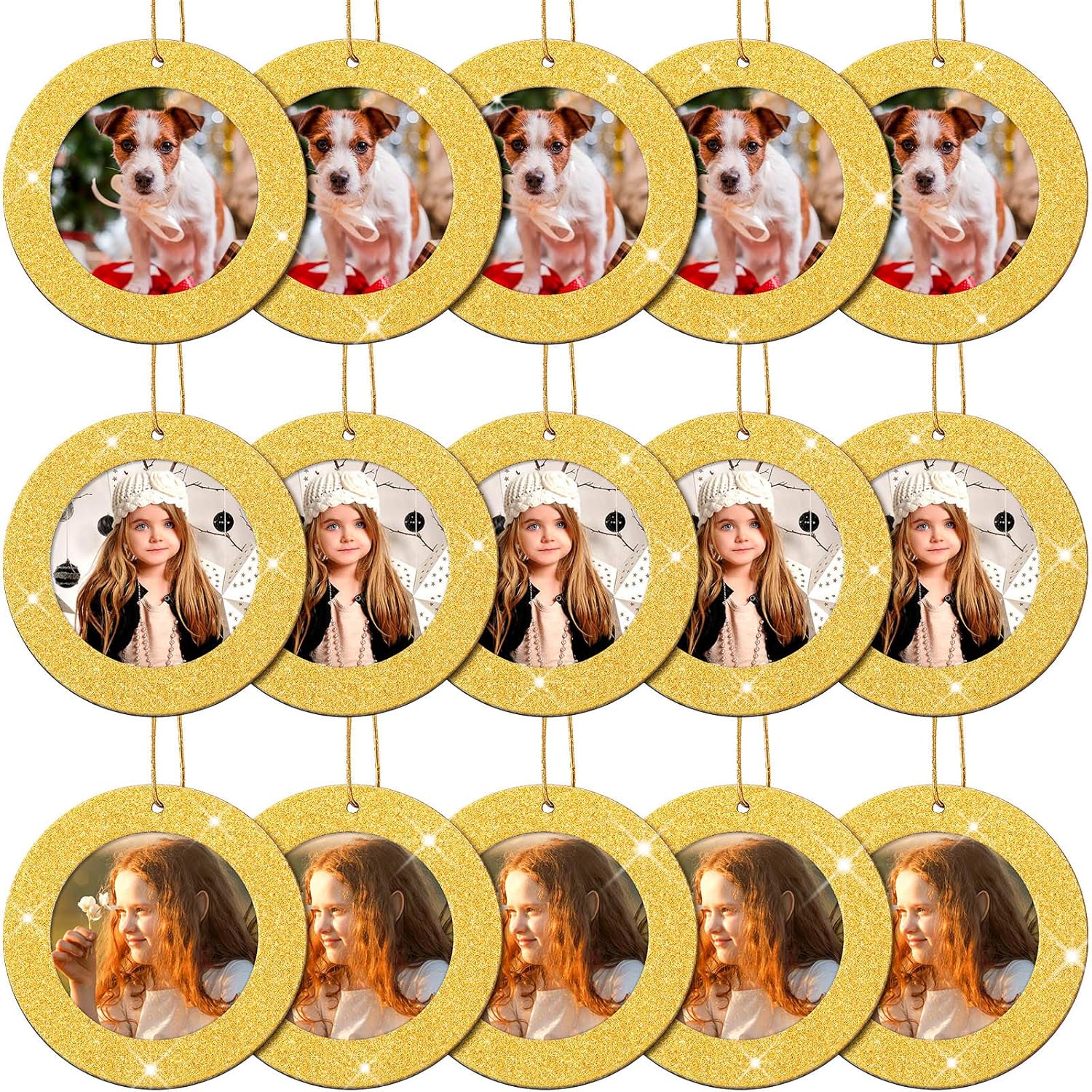 Jetec 15 Pieces Mini Glitter Christmas Photo