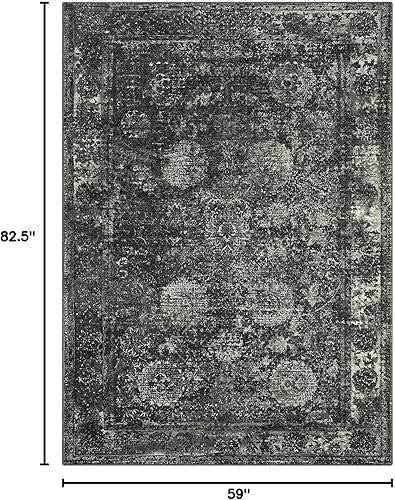 Miniatura 2 de Seavish Alfombras negras para sala de estar, alfombra de área de 5 x 7 pies para dormitorio, alfombra grande vintage envejecida, alfombra de pelo