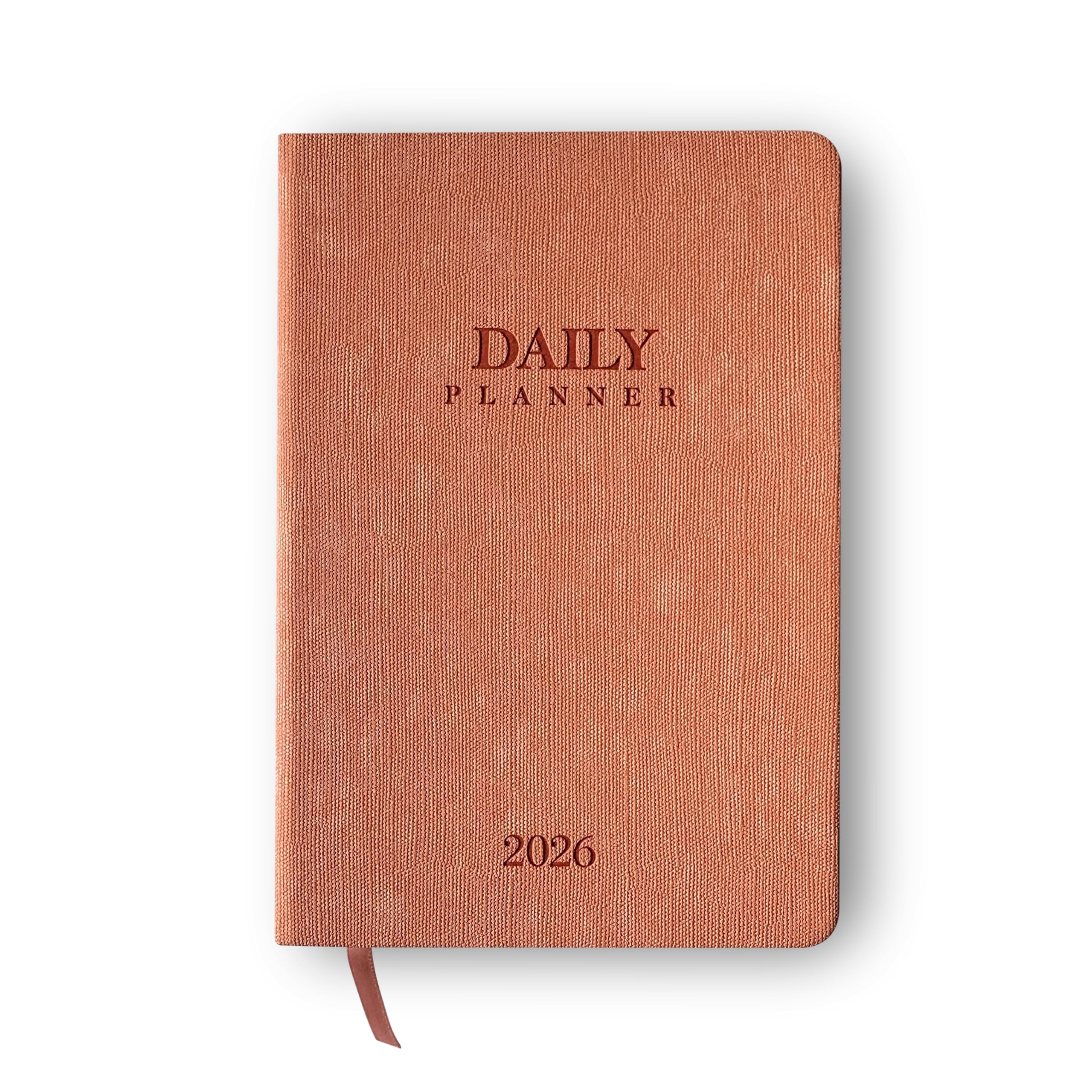 delka 2026 A5 Daily Planner Diary – Day Per Page Appointment Book, Weekly Planner, Goal Setting Journal, Hardback Notebook for Office, School & Personal Use (200 Pages, 80 GSM) (Terracotta)