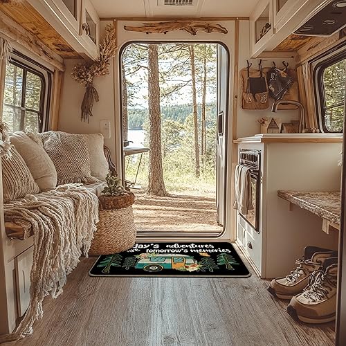 Miniatura 150 de Tapete divertido para puerta de campamento de 17 x 30 pulgadas, regalos de campamento para mujeres, alfombras de cámper para interior, alfombra