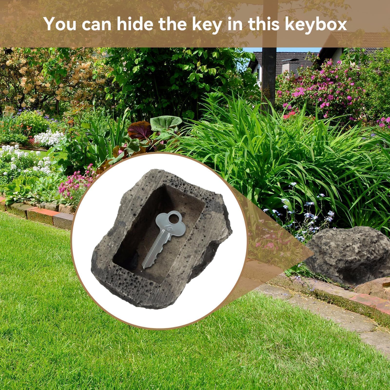 Fake Rock Key Hider Waterproof Dustproof Real Stone/Pine Nuts Shape Safe Stone Key Box for Spare Keys Real Look And Feel Stone - Image 2
