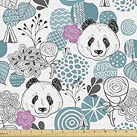 Vista 65 de Lunarable Tela suculenta de The Yard, flores en acuarela estilo pintura coloridas flores de primavera tema de jardinería, tela de microfibra