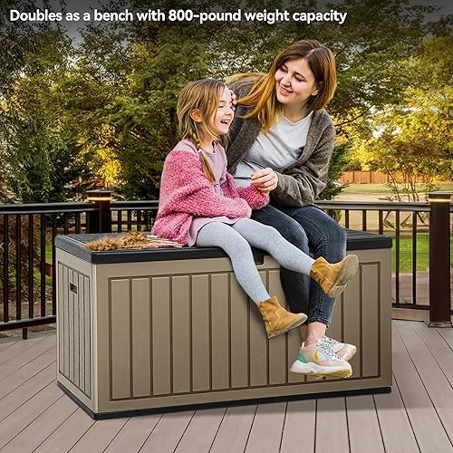 Miniatura 3 de YITAHOME Caja grande de 90 galones, cajas de almacenamiento de resina de doble pared para exteriores, almacenamiento de cubierta para muebles de