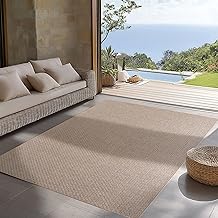 SIMPEX Indoor Outdoor Teppich Beige 280x370 cm Läufer, UV-beständig, Ideal für Küche, Balkon, Terrasse, Wohnzimmer und Esszimmer, Einfarbig im Boho-Stil.