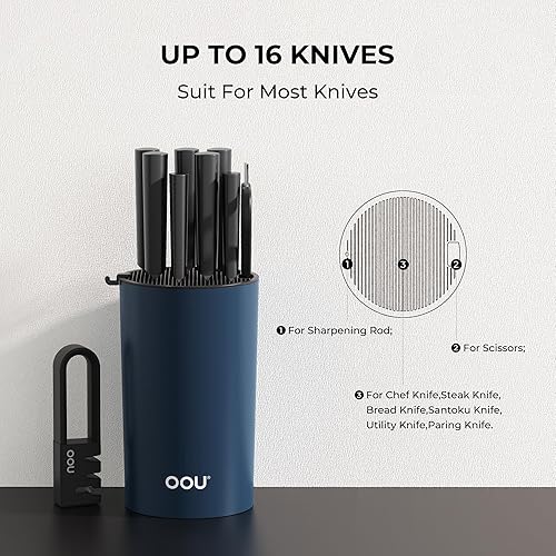 Miniatura 2 de OOU - Soporte universal para cuchillos  Almacenamiento redondo de cuchillos de cocina, diseño único de ranura para proteger las cuchillas,