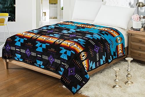 Miniatura 2 de Southwest Design (estampado navajo) tamaño individual, reversible, turquesa, azulnegro