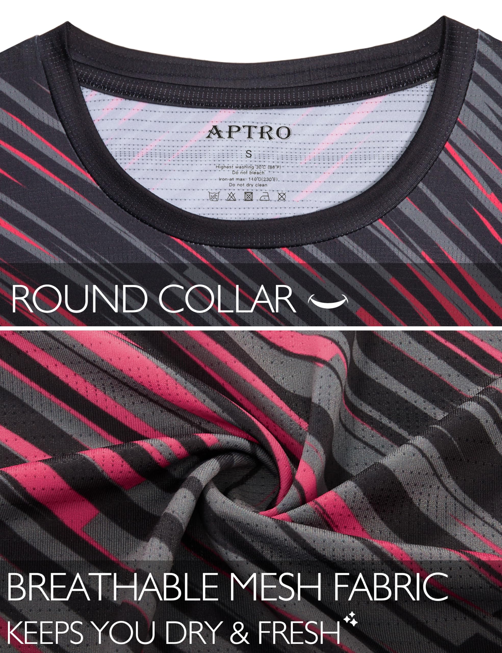 APTRO Camiseta Deportiva para Hombre con Diseño Degradado, Manga Corta, Tejido Elástico y Transpirable para Deportes