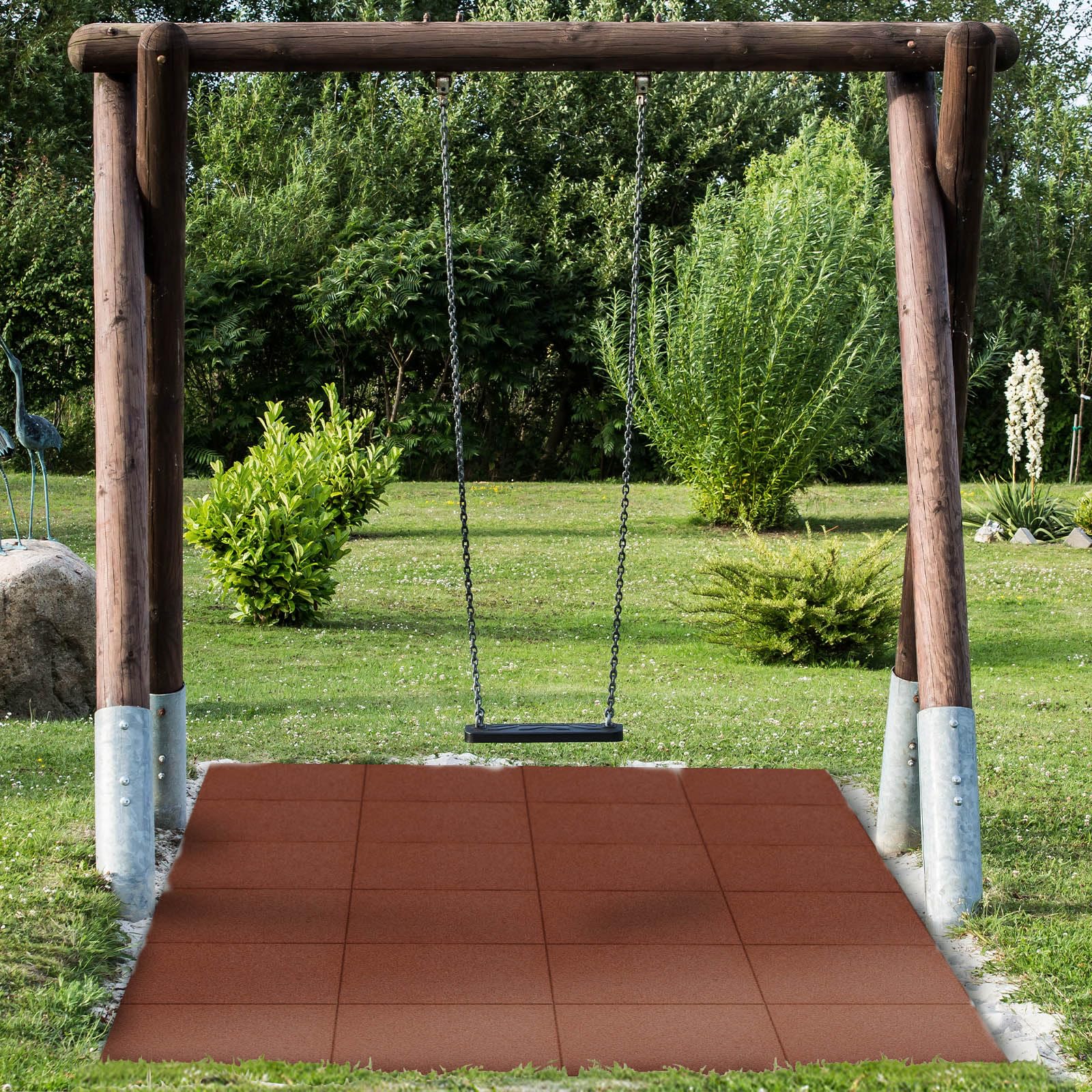 NOVA FORMA Pavimento anticaduta CAPTURA (1 pezzo) - Piastrella per interni ed esterni - Particelle di gomma anticaduta e antiscivolo - Spessore 45 mm, rosso