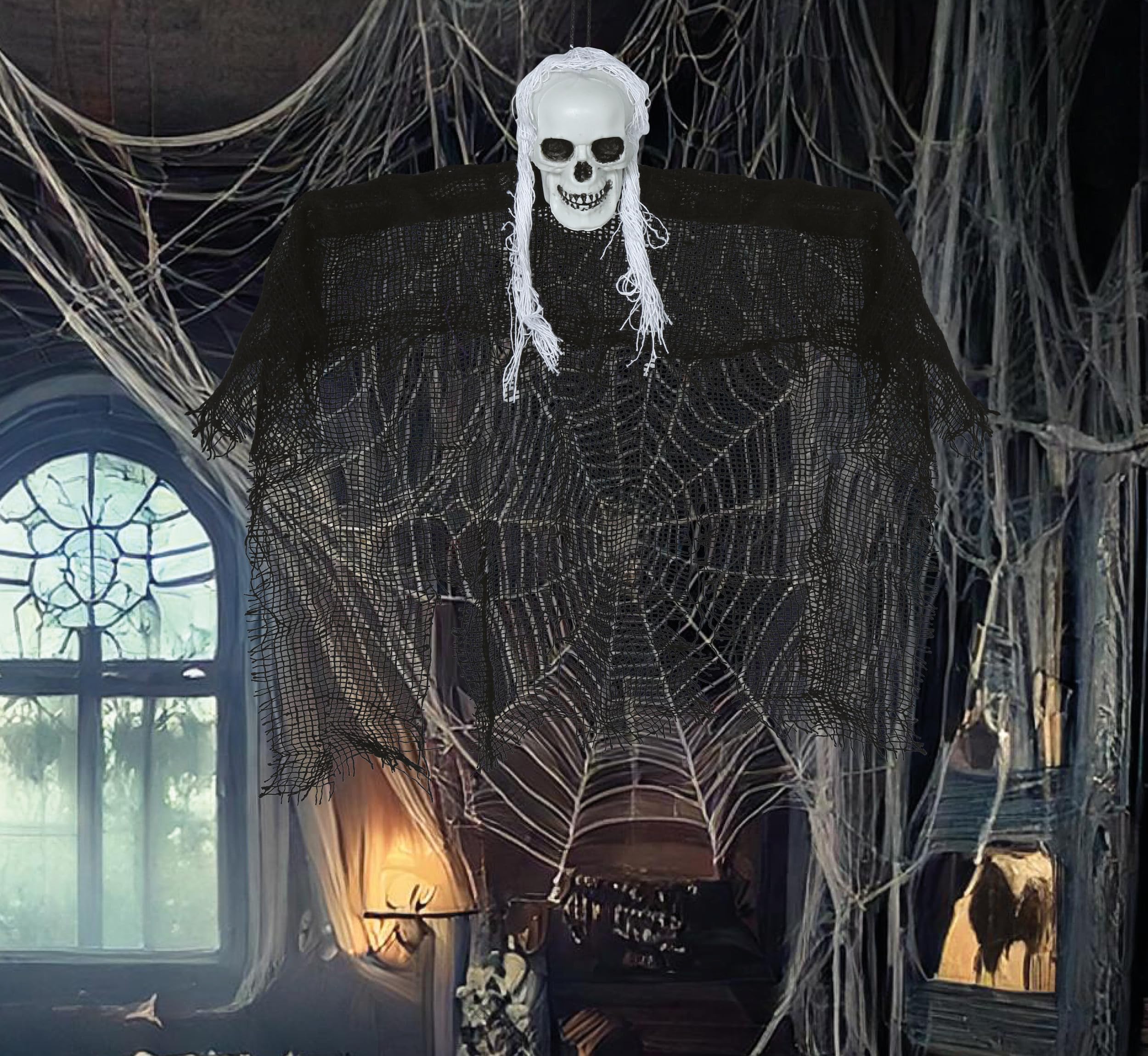FIESTAS GUIRCA | Hanging Skeleton (9.4 in) - Halloween Decoration for Parties and Celebrations - Ideal for Scary Environments and Skeleton Themes - Perfect for Hanging - Black