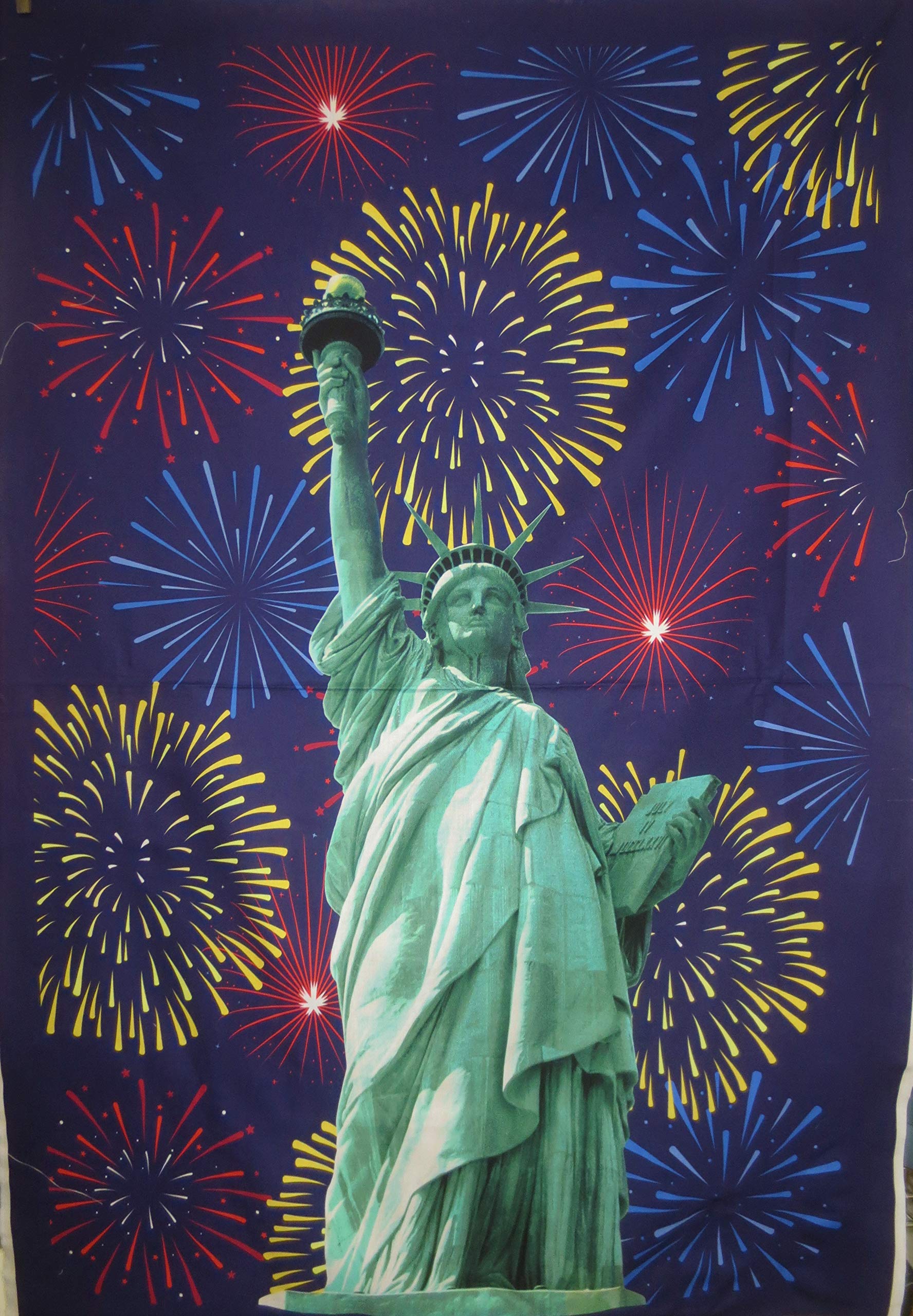 Lady Liberty Statue of Liberty Panel with Fire Works Cotton Fabric 51131DP-X