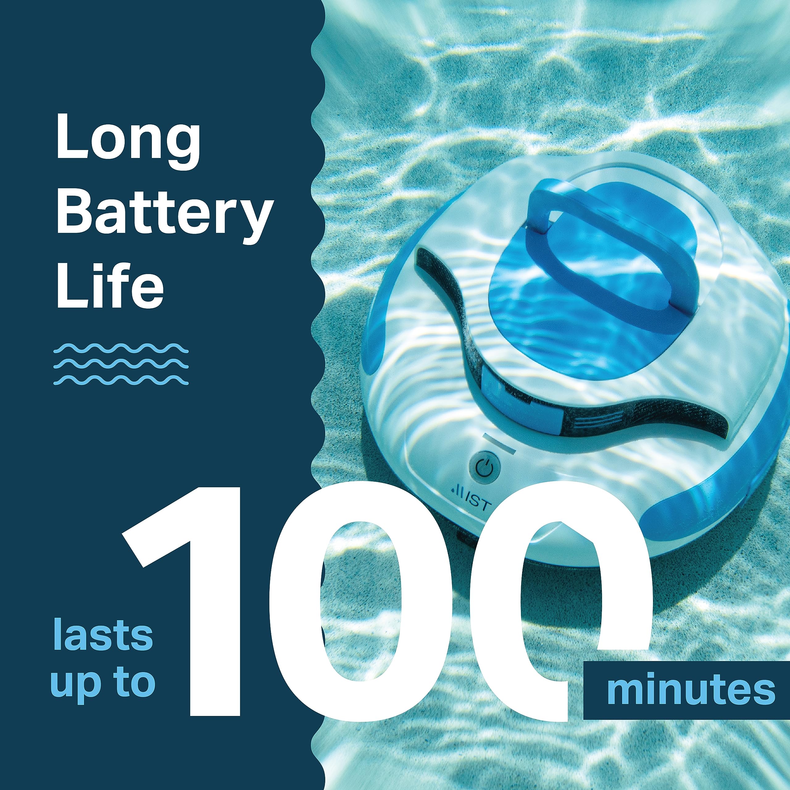 Mist - Cordless Advanced Robotic Pool Cleaner, Ideal for Flat Pools only, up to 10 feet, Self-Parking, Pool Vacuum Lasts 100 Mins. Above/In-Ground. Cleaning kit Included.