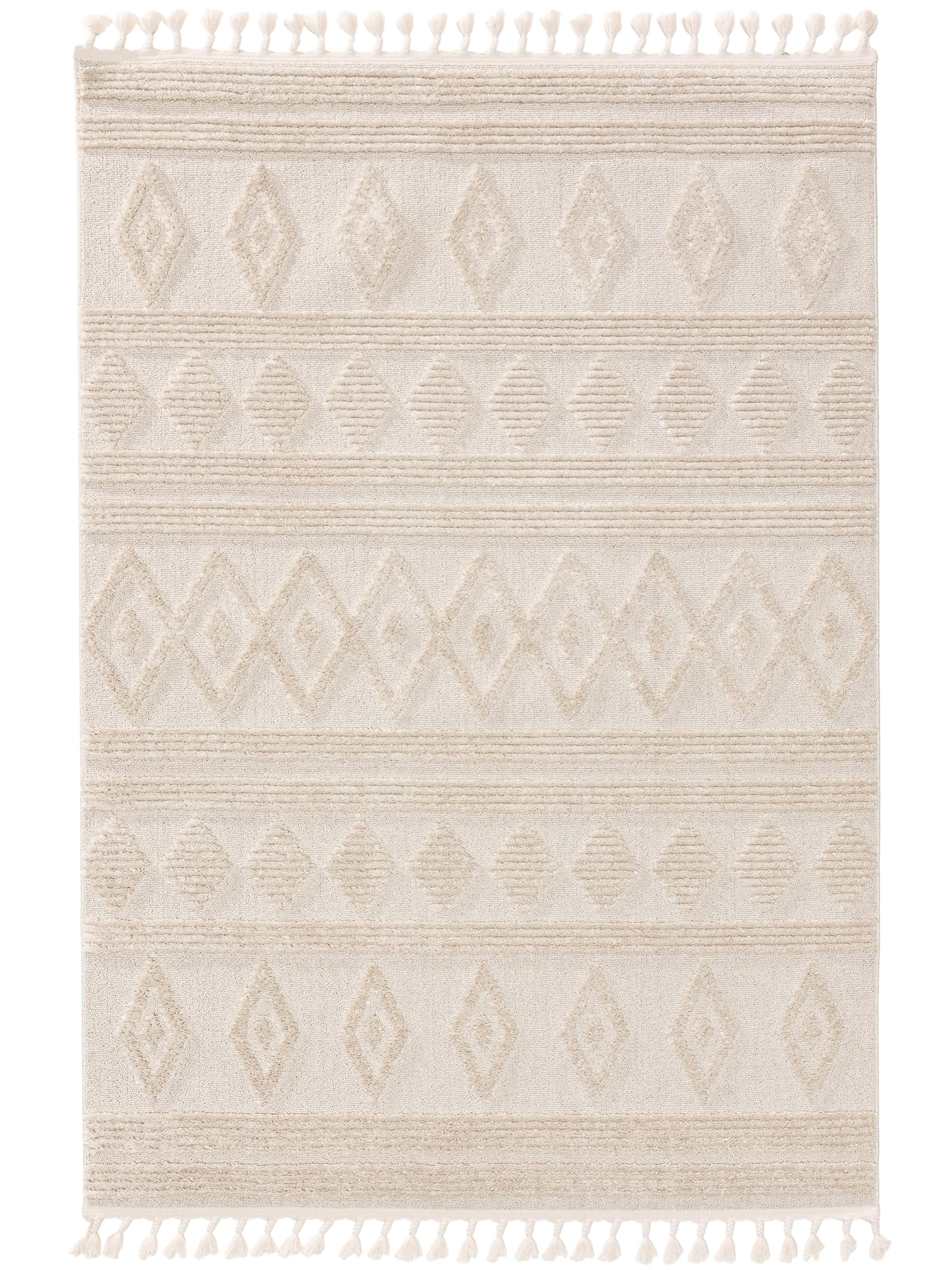 Handgeknoopt Berber tapijt van wol 120x180 cm blanc Maloronga