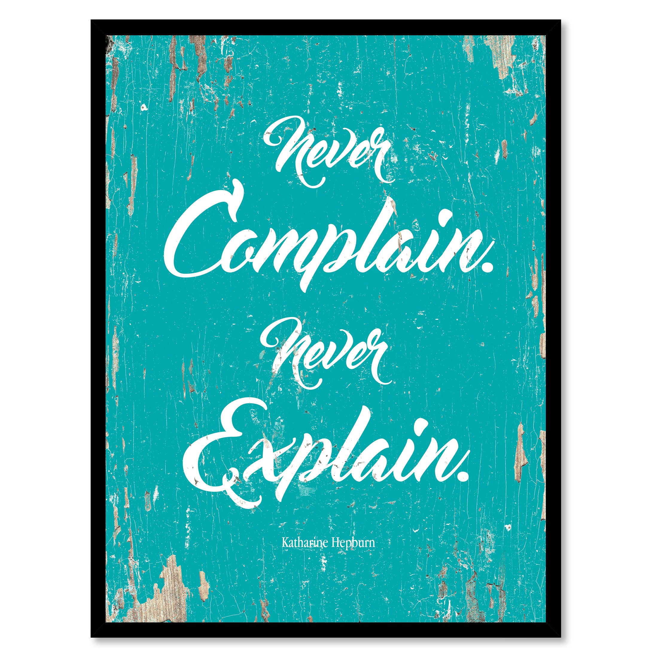 SpotColorArt Complain Never Explain Katharine Hepburn Handcrafted Canvas Print, 7" x 9", Aqua