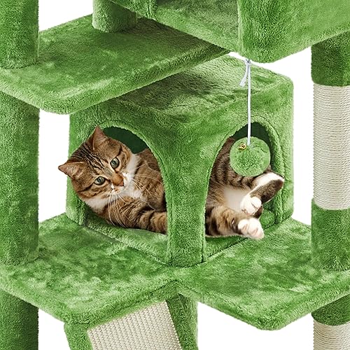 Miniatura 5 de Topeakmart Árbol para gatos, torre de árbol para gatos de interior de 57 pulgadas con cesta superior, tabla de rascar de sisal y bola de dalling,