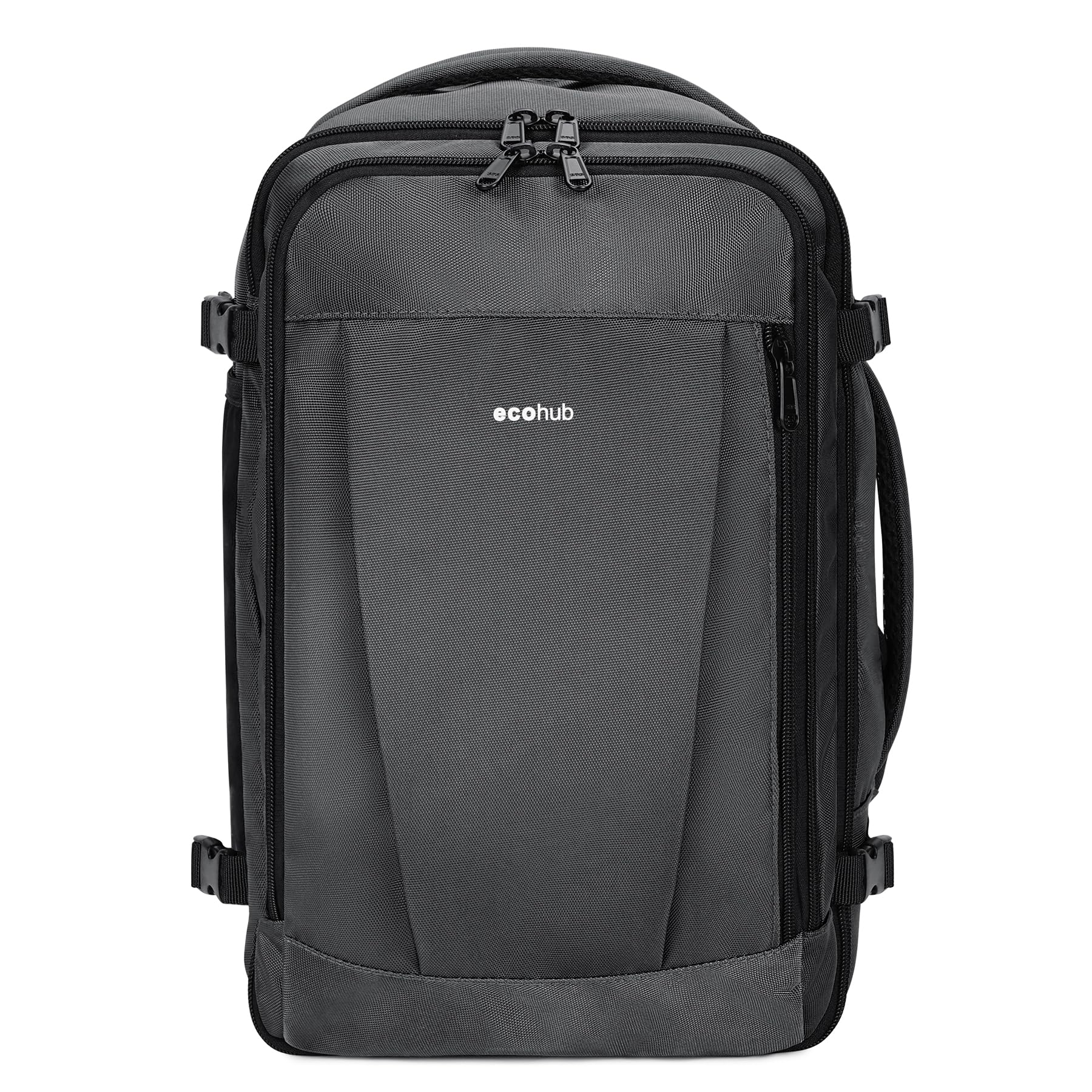 ECOHUB 30L Zaino Bagaglio a Mano, Zaino Easyjet 45x36x20, Sottosedil Zaino da Viaggio Aereo con 13 Tasche, PET Riciclato Grande Borsa da Cabina da Cabina per Uomo Donna, Brevettato(Grigio Chiaro)