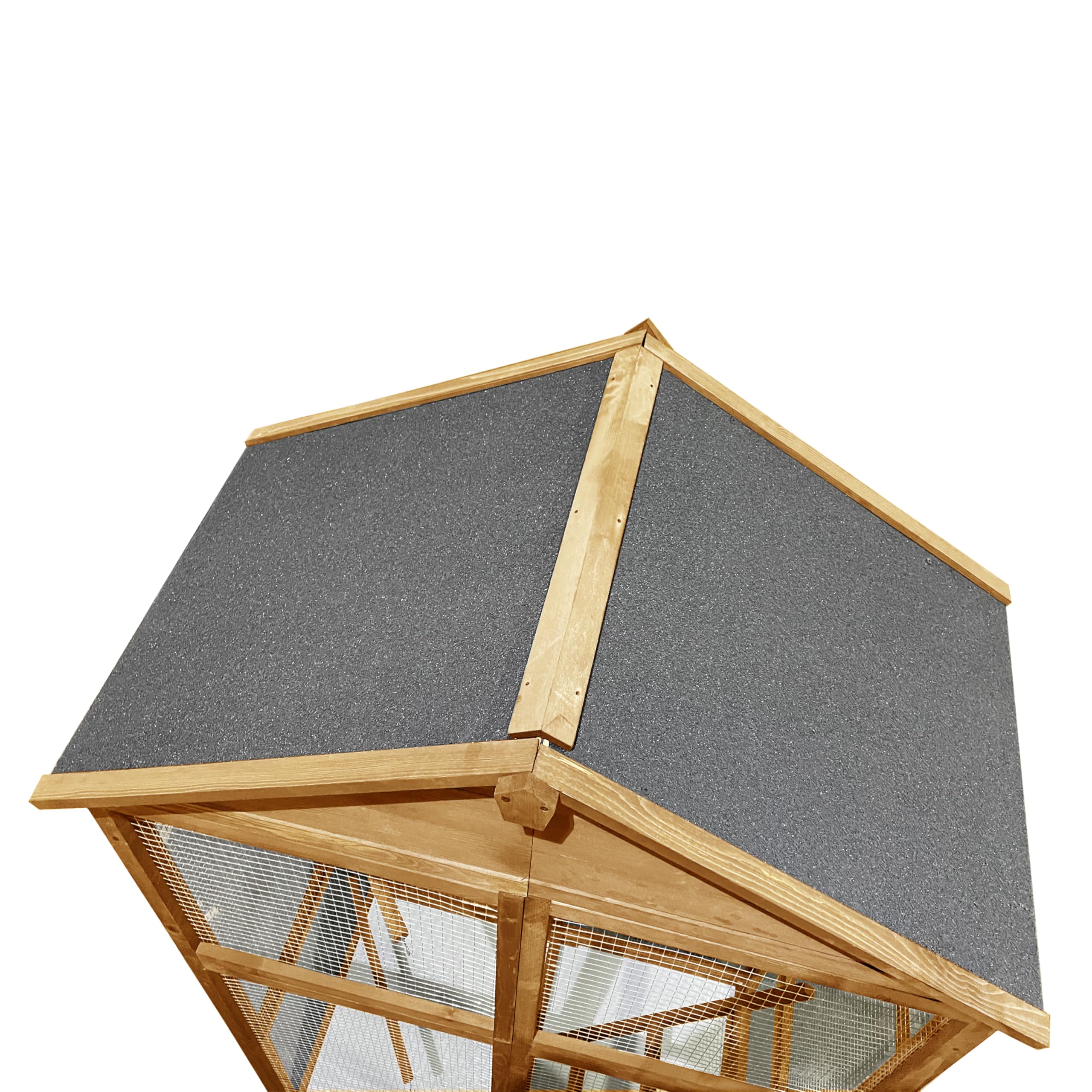 Voliera in legno di abete impregnato, 115 x 58 x 164 cm, colore: marrone/grigio - Gabbia per uccelli con cassetto estraibile - gabbia per uccelli - gabbia per pappagalli - Gabbia per