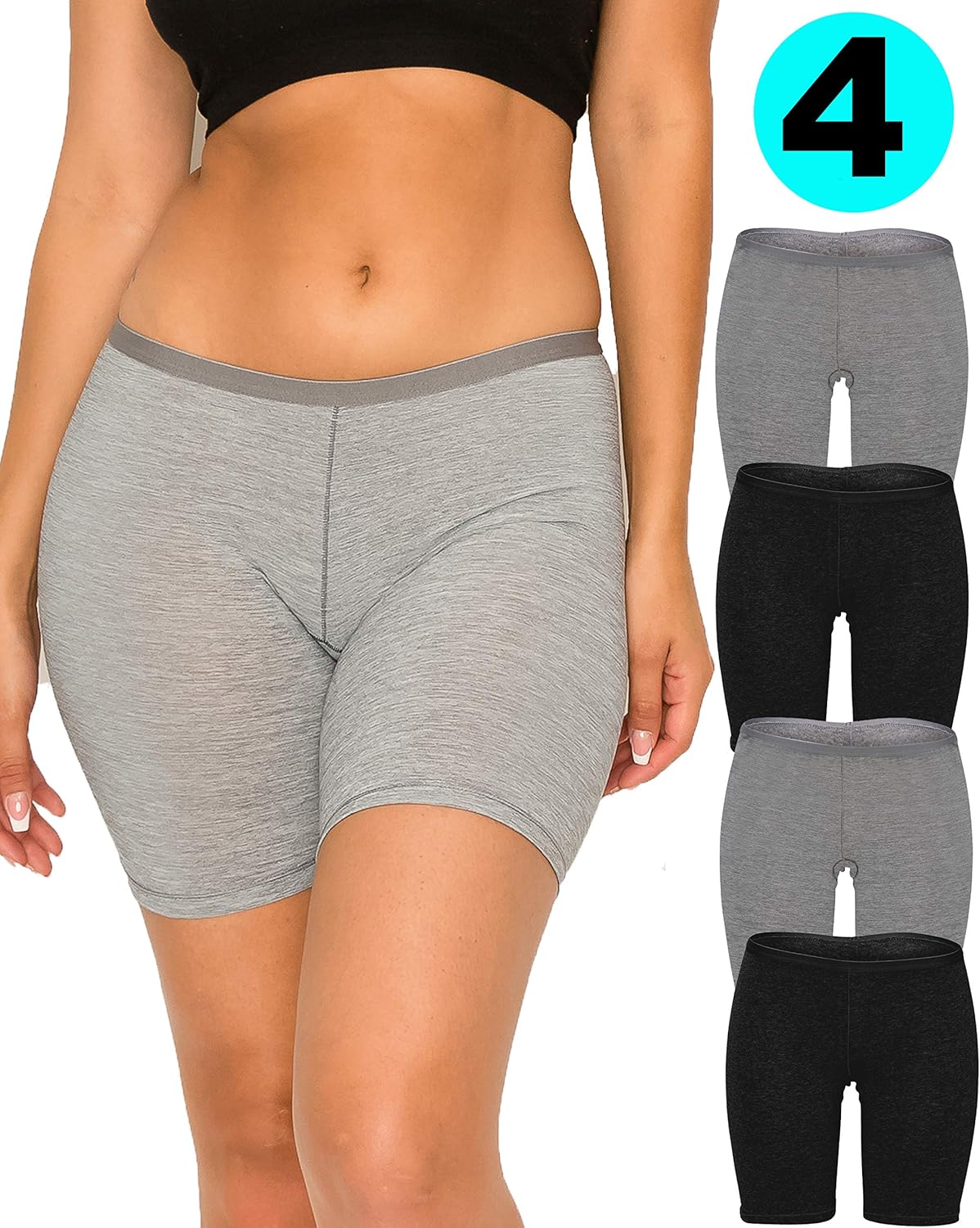 B2BODY Moisture Wicking Underwear for Women - Long Leg 6.5" Boyshort Briefs Small to Plus Size Multi Pack - Image 3