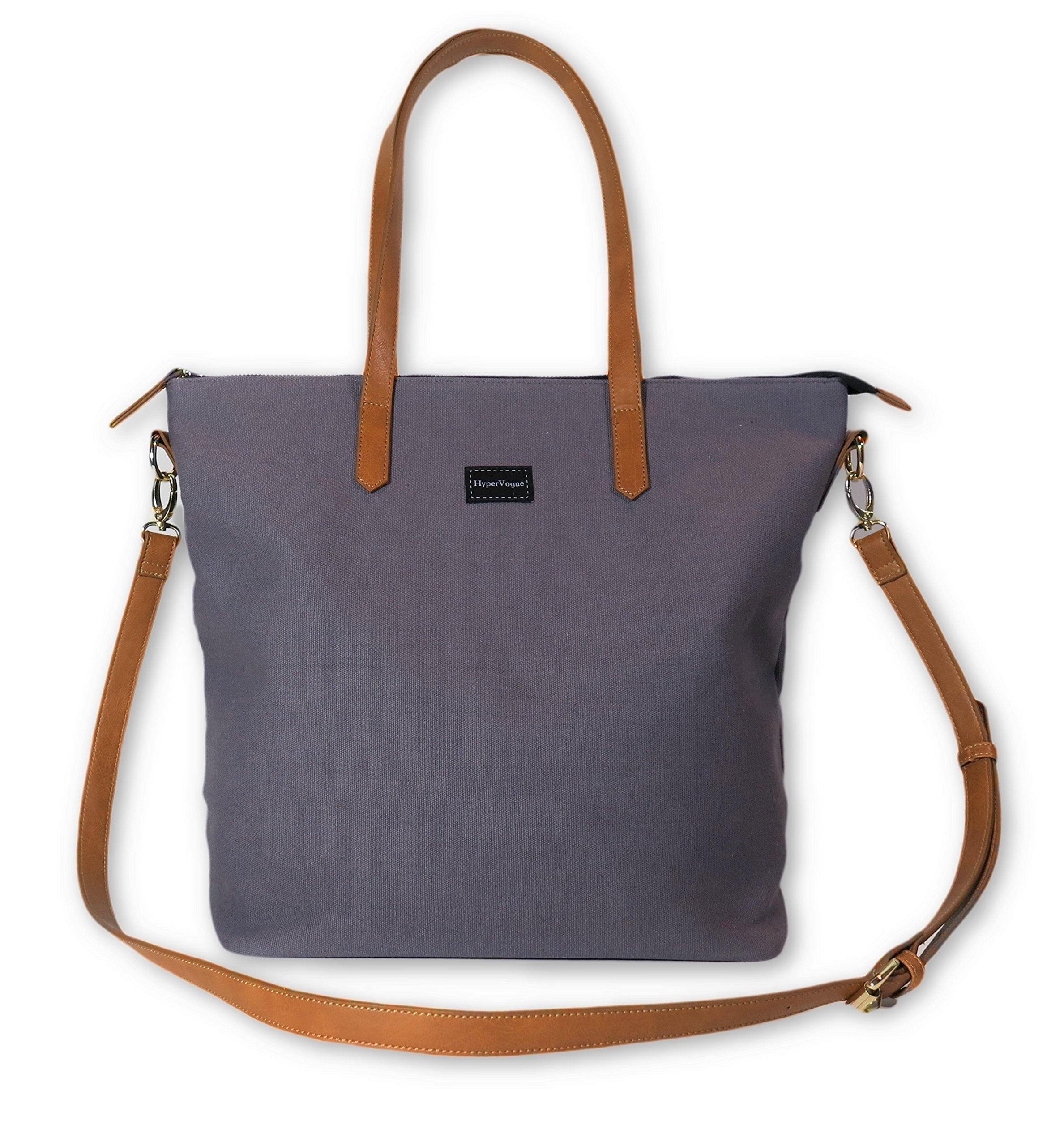Womens Fashion Tote Handbags Canvas Shoulder Totes Bags by HyperVogue (Grey)