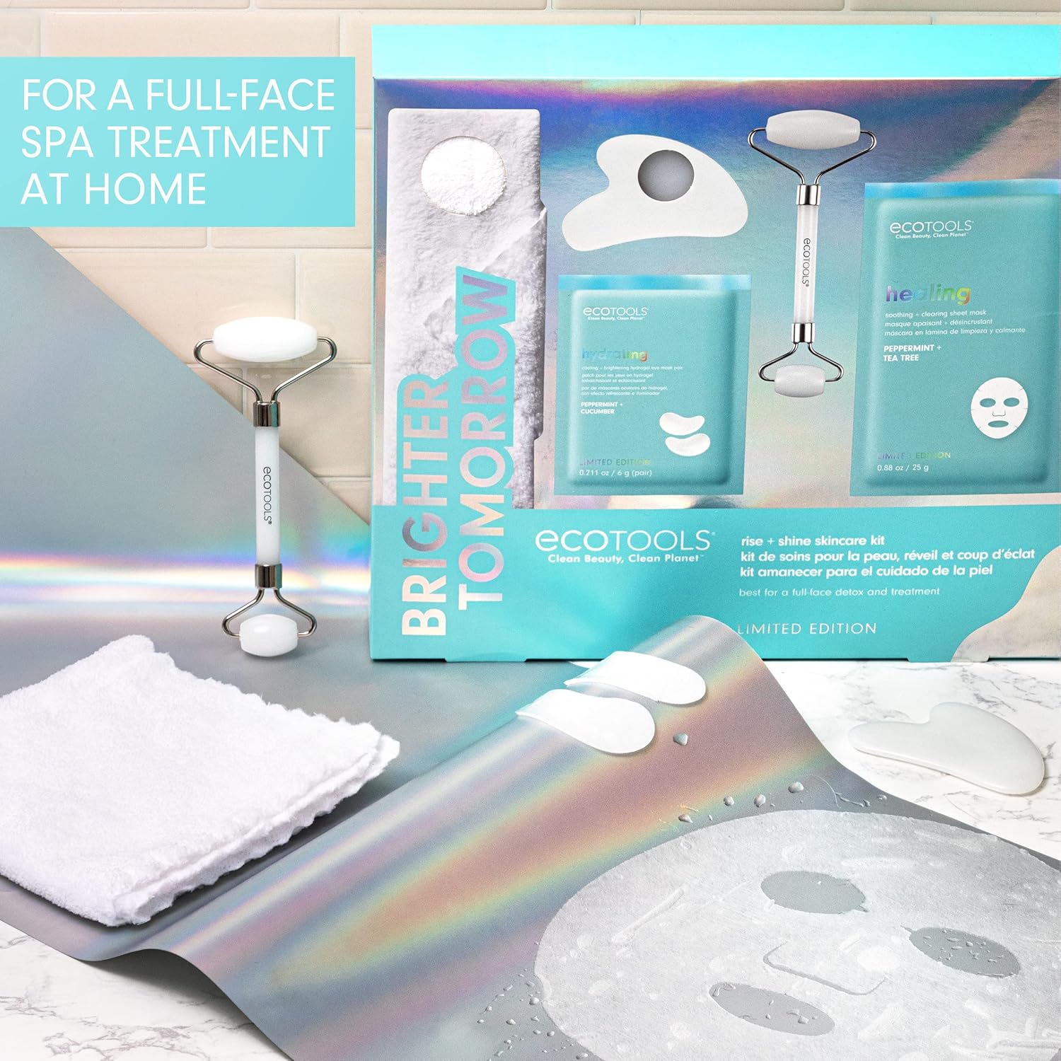 EcoTools Limited Edition Rise and Shine Skincare Kit, For Glowing Skin, 5 Piece Valentine's Day Gift Set, Gift For Wife, Spouse, Girlfriend, Significant Other, or Daughter : Beauty & Personal Care