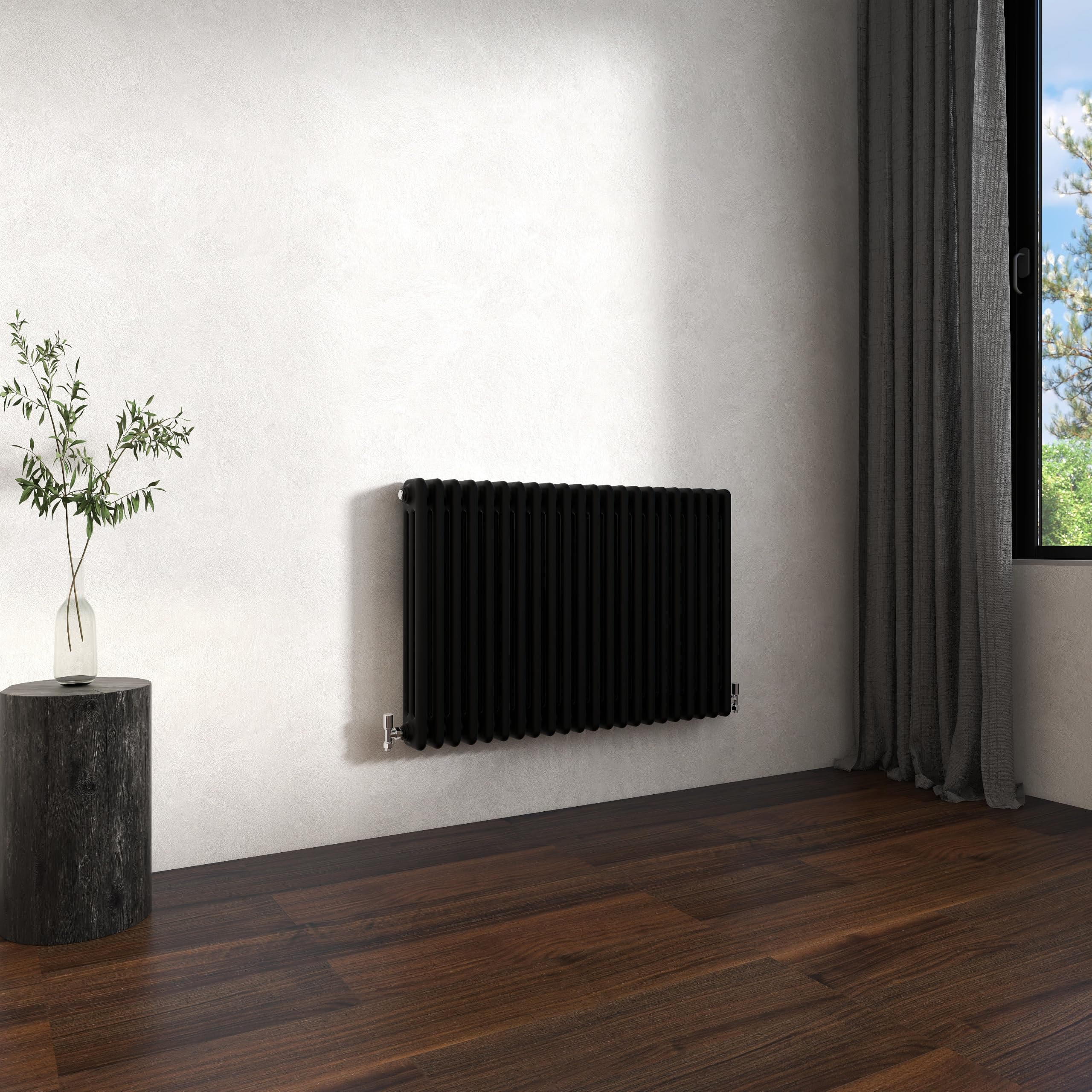Traditional 3 Column Cast Iron Radiator 600x1010mm Horizontal Black