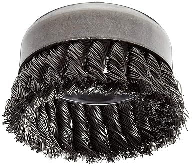 Weiler Wire Cup Brush, Threaded Hole, Steel, Partial Twist Knotted, Single Row, 4 Diameter, 0. 023 Wire Diameter, 5/8-11 Arbor, 1-1/4 Bristle Length, 9000 rpm (Pack of 1)