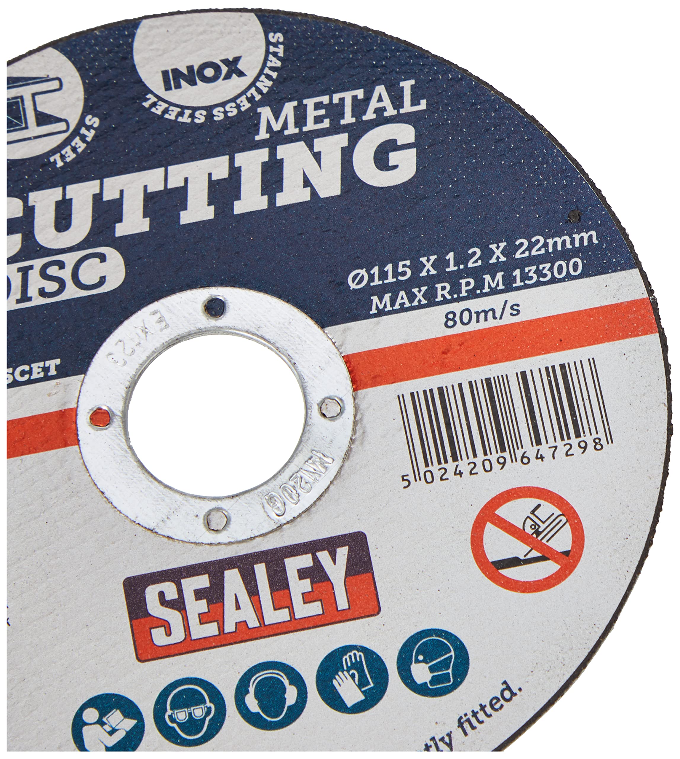 Sealey PTC/115CET5 Cutting Disc Ø115 x 1.2mm 22mm Bore Pack of 5