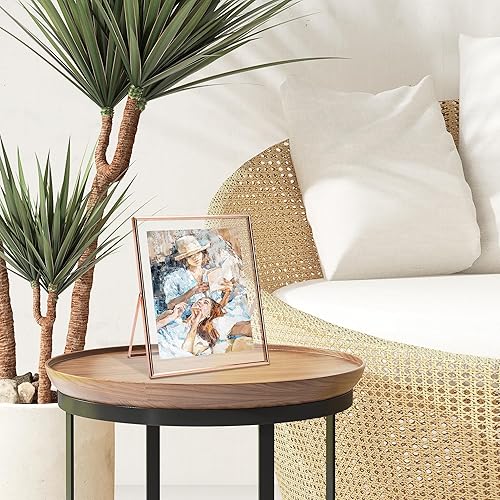 Vista 28 de Vienrose Juego de 2 portarretratos de 8 x 10 pulgadas, marcos de fotos de vidrio transparente con borde plateado, pantalla horizontal o vertical